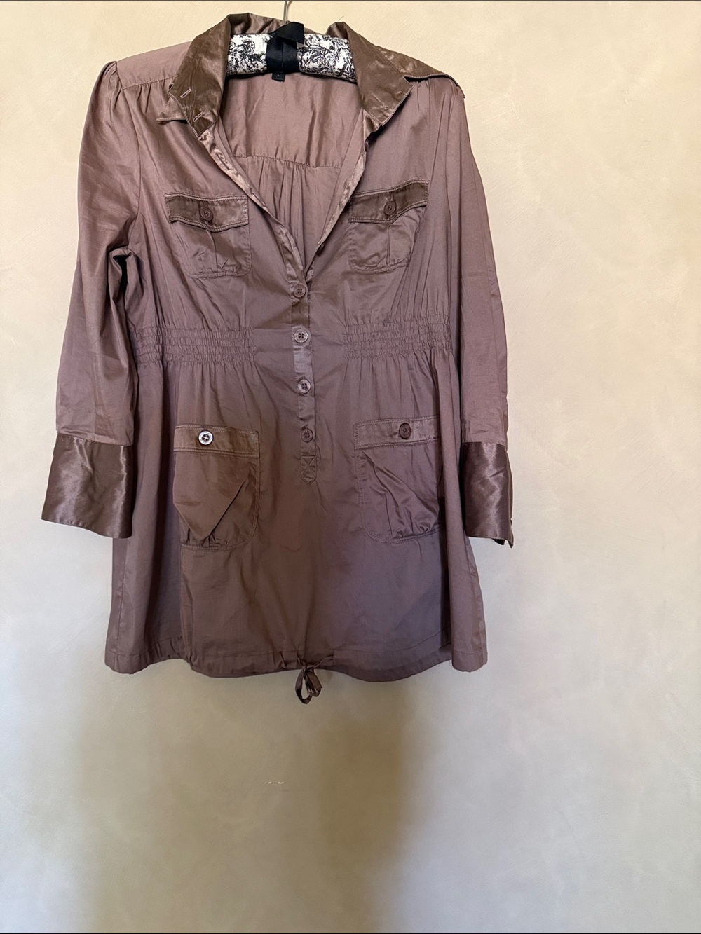 Y2K bebe Large Brown Button Down Long Sleeve Shirt size L